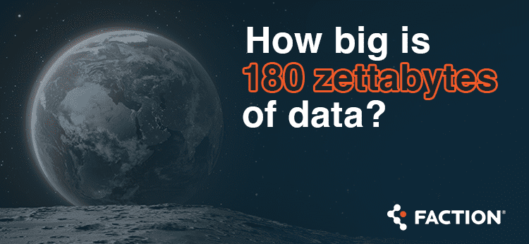 Image of earth with how big is 180 zettabytes of data headline